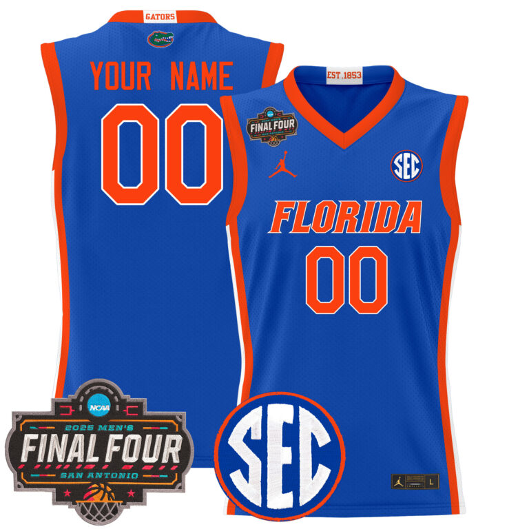 Men Florida Gators 2025 Final Four Patch NCAA blue Custom Jersey->customized ncaa jersey->Custom Jersey